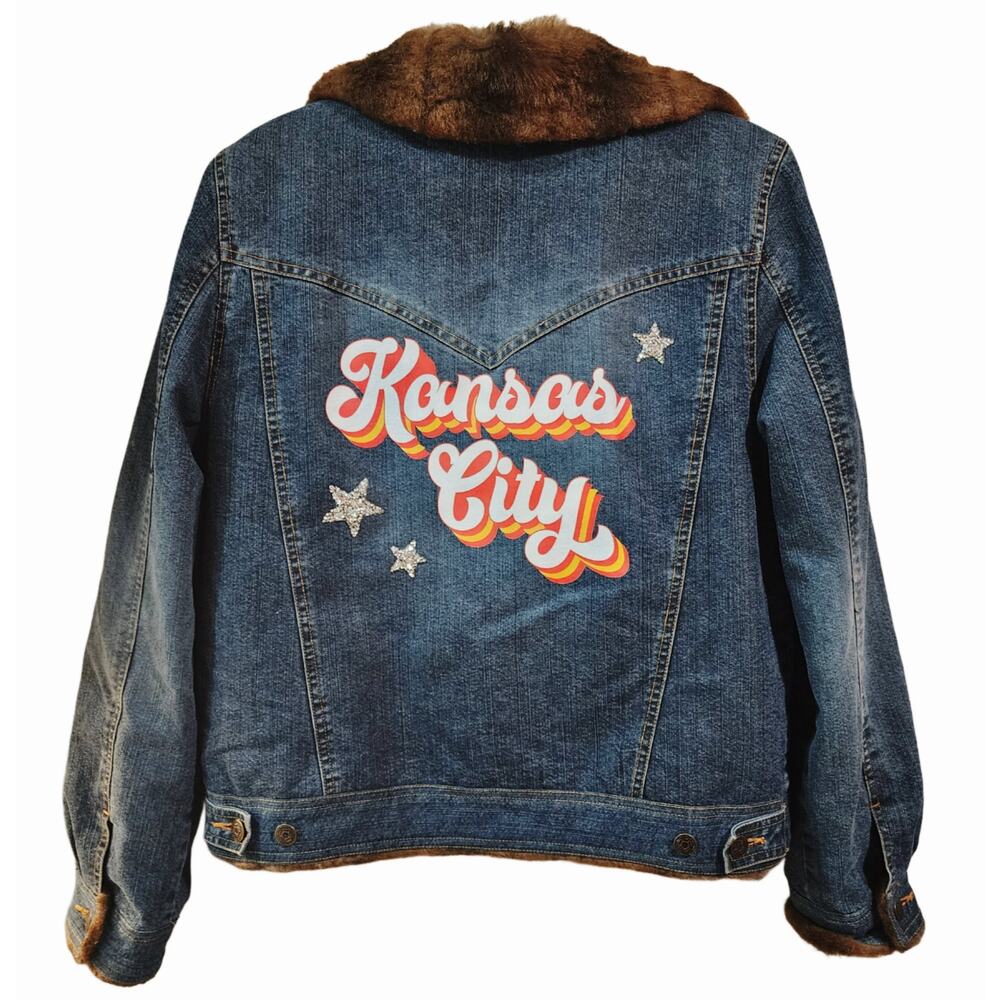 Vintage Marvin Richards Faux Fur Lined Jacket w/ Retro KC Chiefs Back Lettering